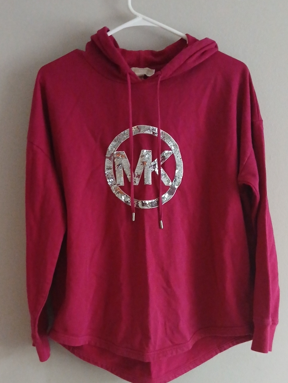 Michael Kors Fuchsia Sequin MK Logo Hoodie